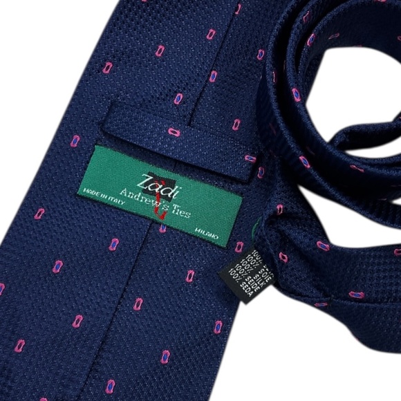 ANDREWS Navy/Purple Geometric Silk LUXURY Tie ITALY - Picture 4 of 5